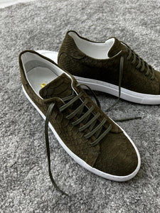 Bojoni Amato Special Edition Rubber Sole Suede Leather Khaki Sneakers