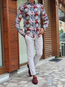 Capani Claret Red Slim Fit Patterned Shirt-baagr.myshopify.com-Shirt-BOJONI