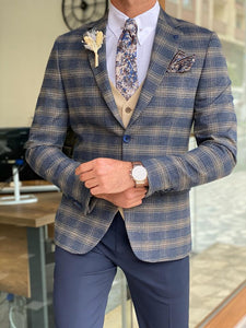 Bojoni Argeli Blue Slim Fit Plaid Check Wool Suit-baagr.myshopify.com-suit-BOJONI