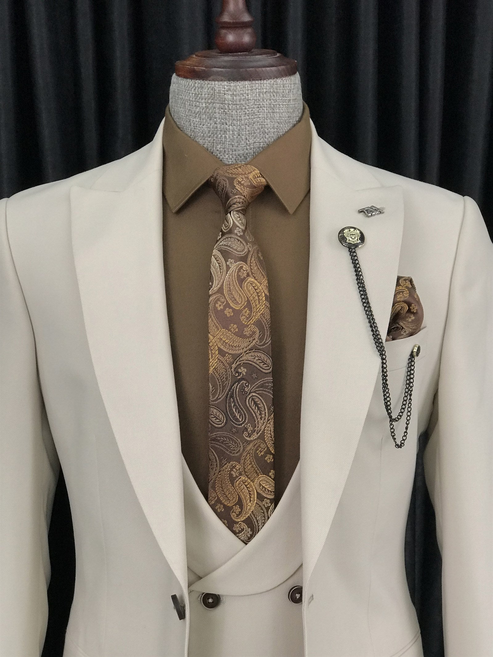 Bojoni Montreal Slim Fit Beige Suit