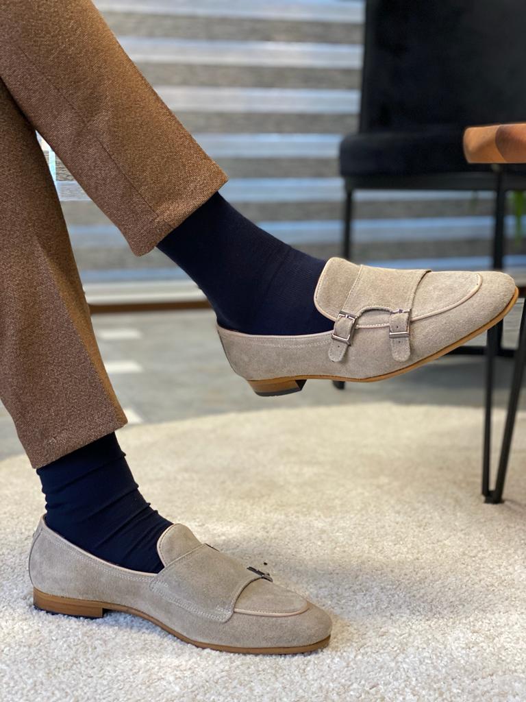 Bojoni Lorentti Beige Suede Double Monk Strap Loafers-baagr.myshopify.com-shoes2-BOJONI