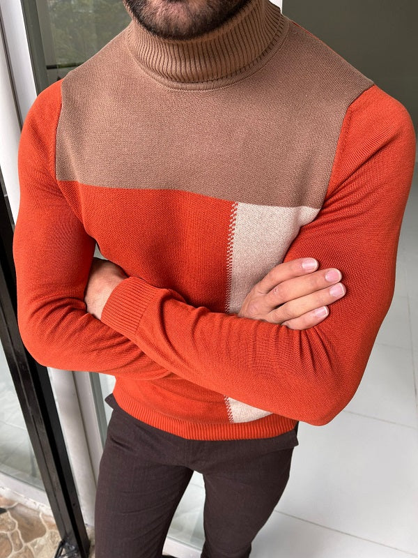 Bojo Orange Slim Fit Turtleneck Sweater-baagr.myshopify.com-sweatshirts-BOJONI