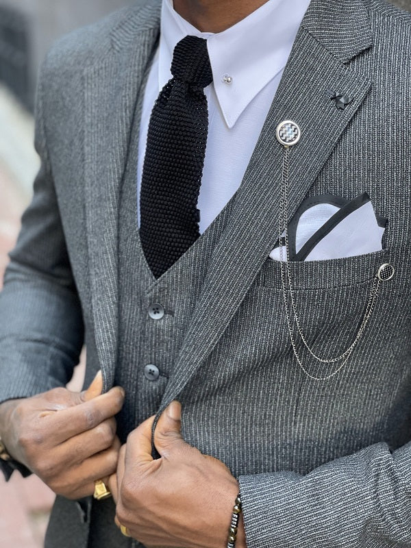 Boston Dark Gray Slim Fit Notch Lapel Wool Suit-baagr.myshopify.com-suit-BOJONI
