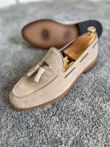 Bojo Beige Suede Tassel Loafers-baagr.myshopify.com-shoes2-BOJONI