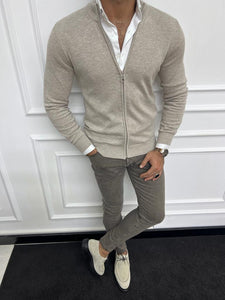 Bojoni Astoria Beige Slim Fit Cardigan
