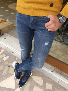 Frezo Blue Slim Fit Distress Jeans-baagr.myshopify.com-Pants-BOJONI