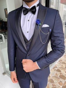 Abruzzo Navy Blue Slim Fit Peak Lapel Wool Tuxedo-baagr.myshopify.com-suit-BOJONI