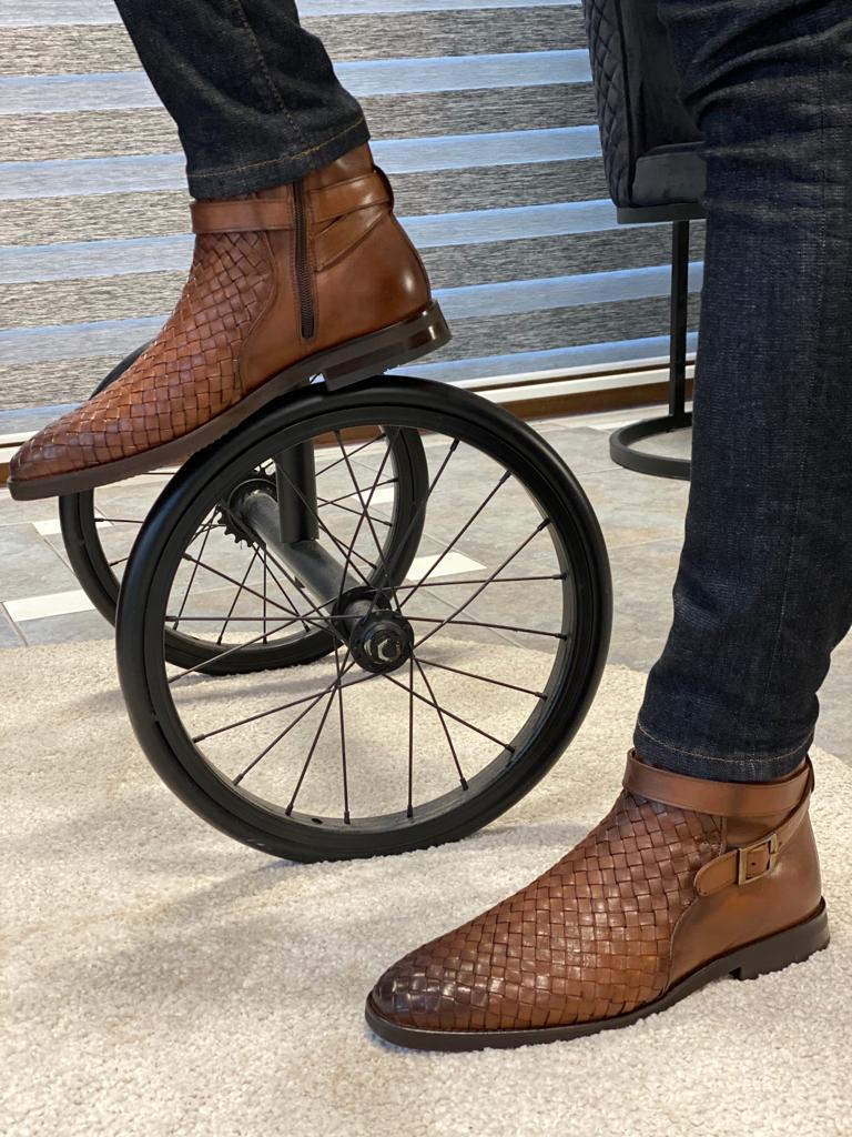 Bojoni Lorentti Brown Woven Leather Buckle Chelsea Boots-baagr.myshopify.com-shoes2-BOJONI