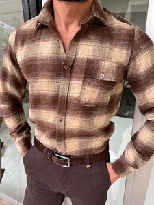 Bojo Brown Slim Fit Plaid Lumberjack Shirt-baagr.myshopify.com-Shirt-BOJONI