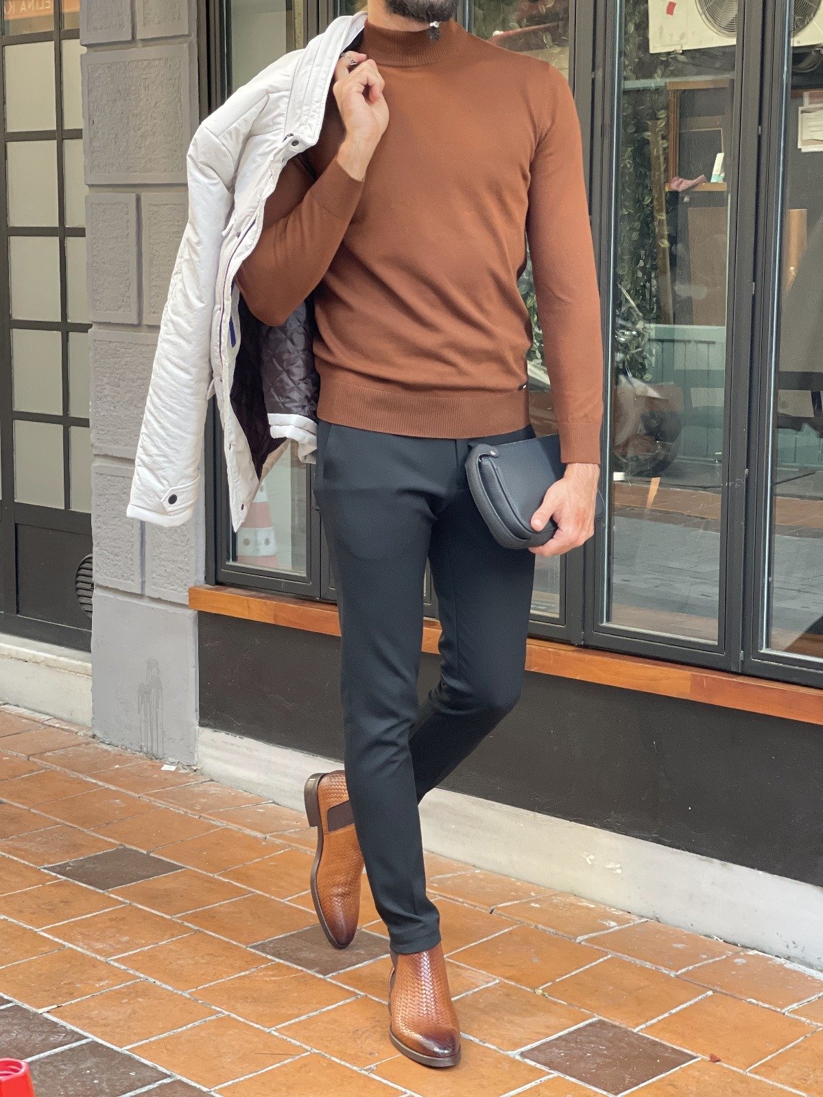 Bojo Slim Fit Long Sleeve Coffee Turtleneck-baagr.myshopify.com-sweatshirts-BOJONI