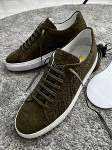 Bojoni Amato Special Edition Rubber Sole Suede Leather Khaki Sneakers