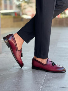 Giovanni Mannelli Double Buckled Burgundy Detailed Loafers