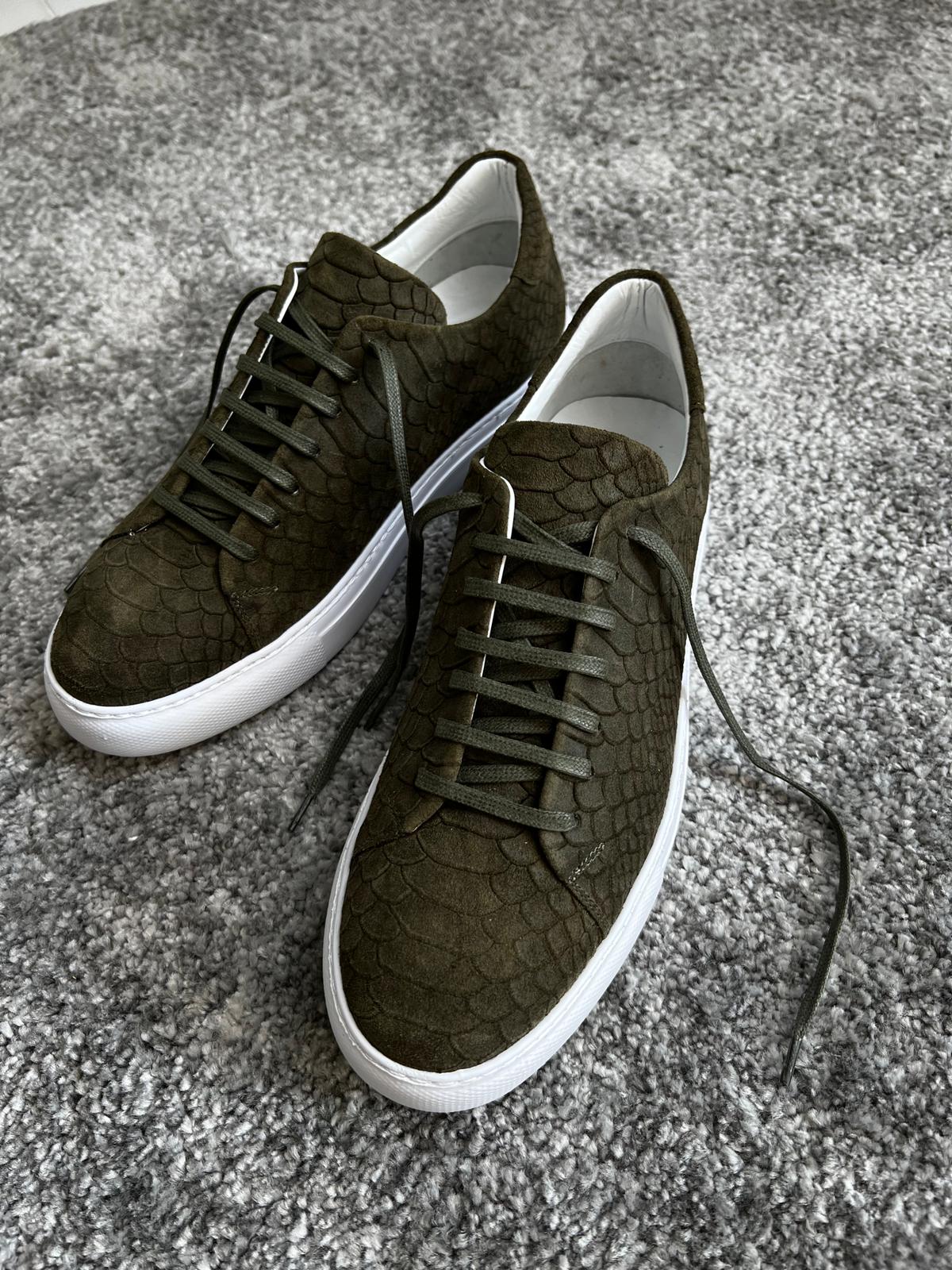 Bojoni Amato Special Edition Rubber Sole Suede Leather Khaki Sneakers