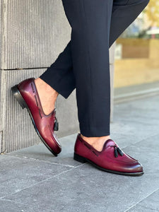 Giovanni Mannelli Double Buckled Burgundy Detailed Loafers