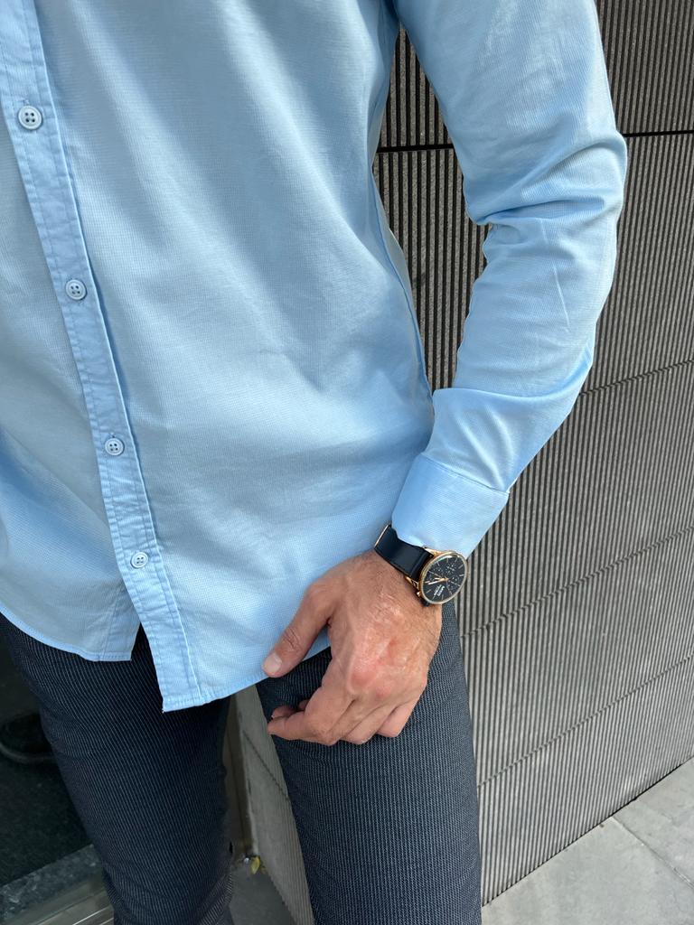 Giovanni Mannelli Slim Fit Blue Italian Fit Shirt