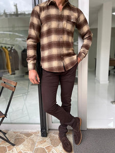 Bojo Brown Slim Fit Plaid Lumberjack Shirt-baagr.myshopify.com-Shirt-BOJONI