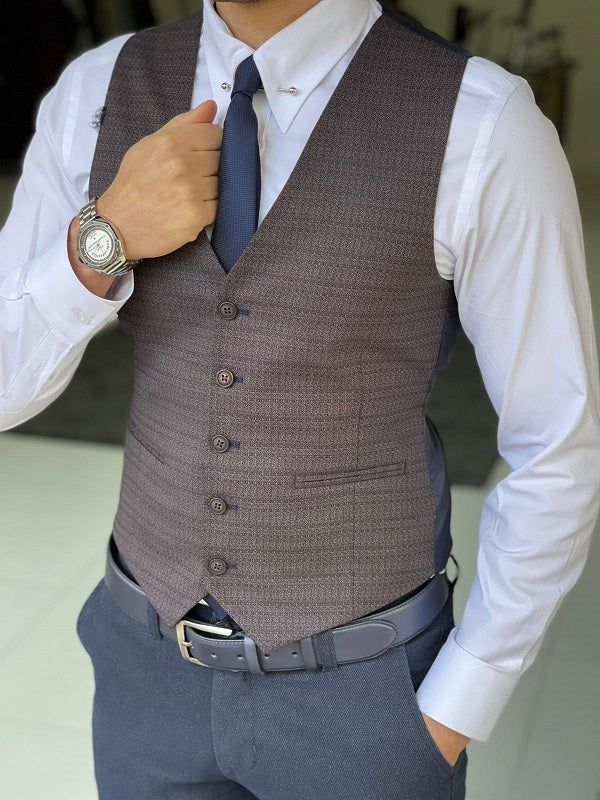 Forenza Brown Slim Fit Wool Vest-baagr.myshopify.com-suit-BOJONI