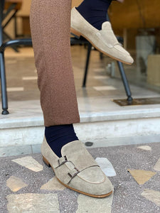 Bojoni Lorentti Beige Suede Double Monk Strap Loafers-baagr.myshopify.com-shoes2-BOJONI