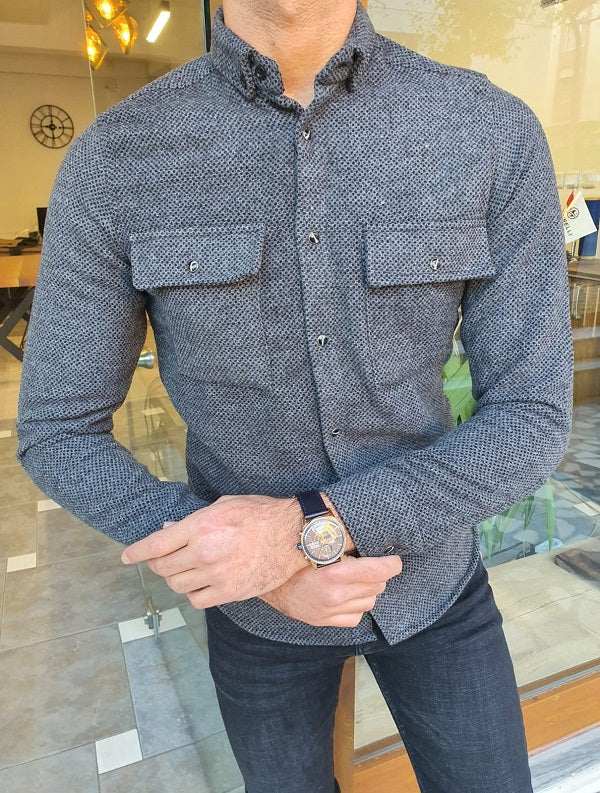 Bojo Black Slim Fit Lumberjack Shirt-baagr.myshopify.com-Shirt-BOJONI