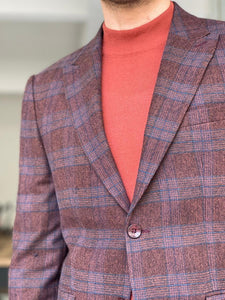 Bojo Tile Slim Fit Peak Lapel Wool Plaid Blazer-baagr.myshopify.com-blazers-BOJONI