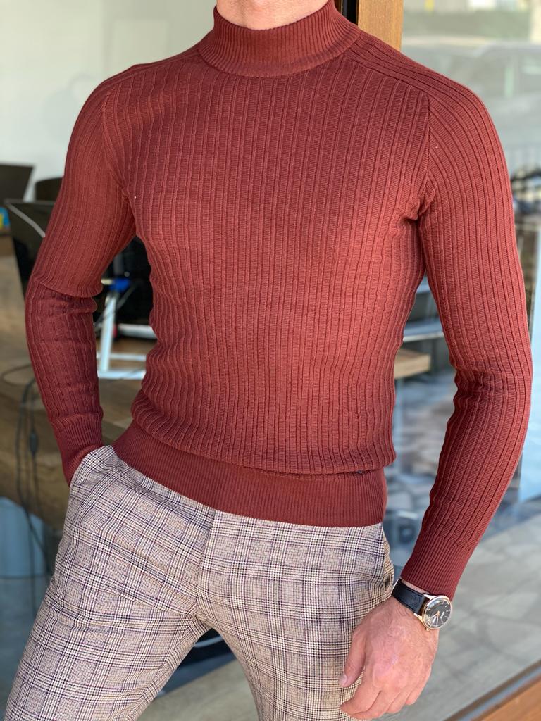 Casani Brown Mock Turtleneck Sweater-baagr.myshopify.com-sweatshirts-BOJONI