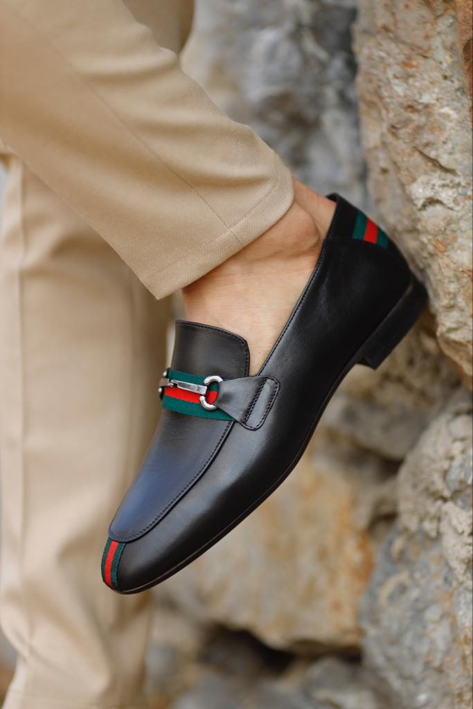 Bojoni Uluwatu  Custom Striped Black Loafer