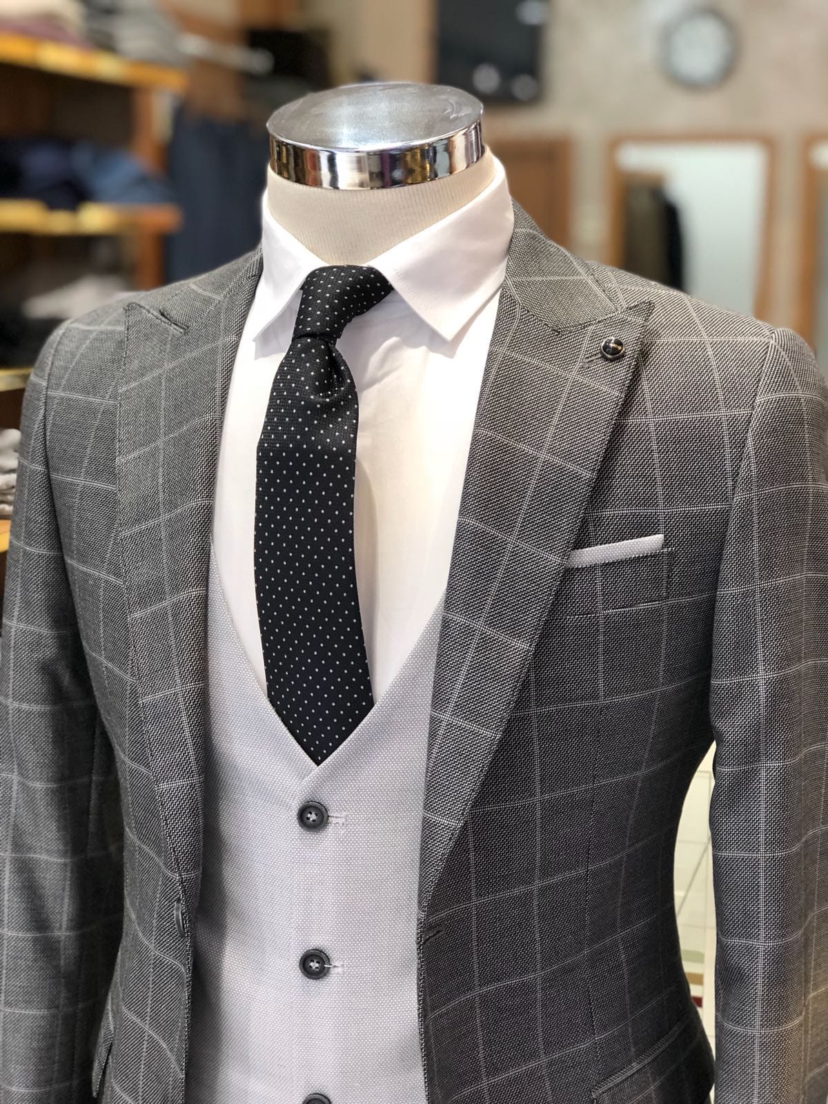 Slim-Fit Plaid Suit Gray-baagr.myshopify.com-suit-BOJONI