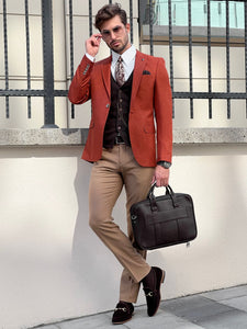 Bojoni Astoria Slim Fit Self-Patterned Pointed Tile Suit