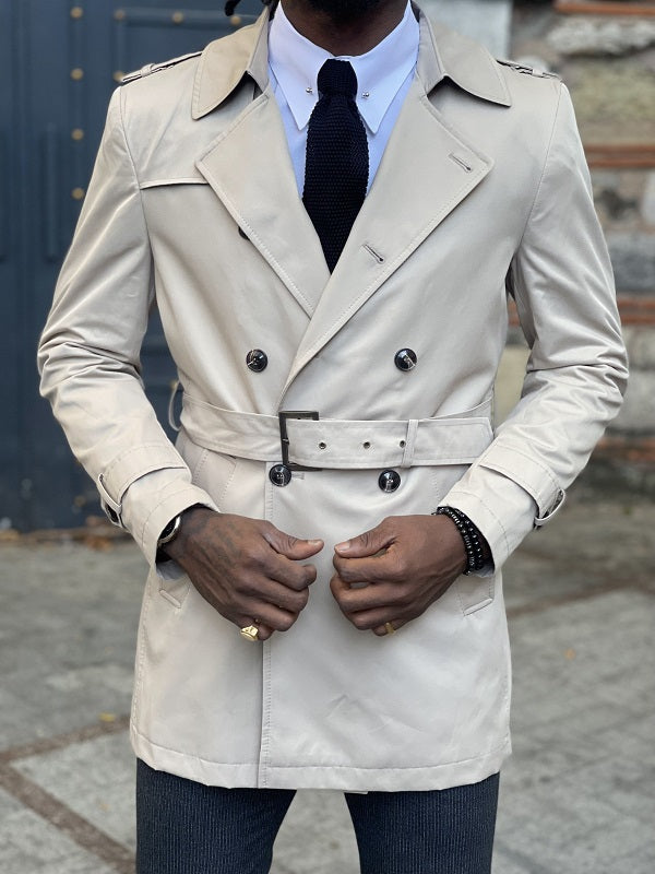 Bojo Beige Slim Fit Trench Coat-baagr.myshopify.com-Jacket-BOJONI