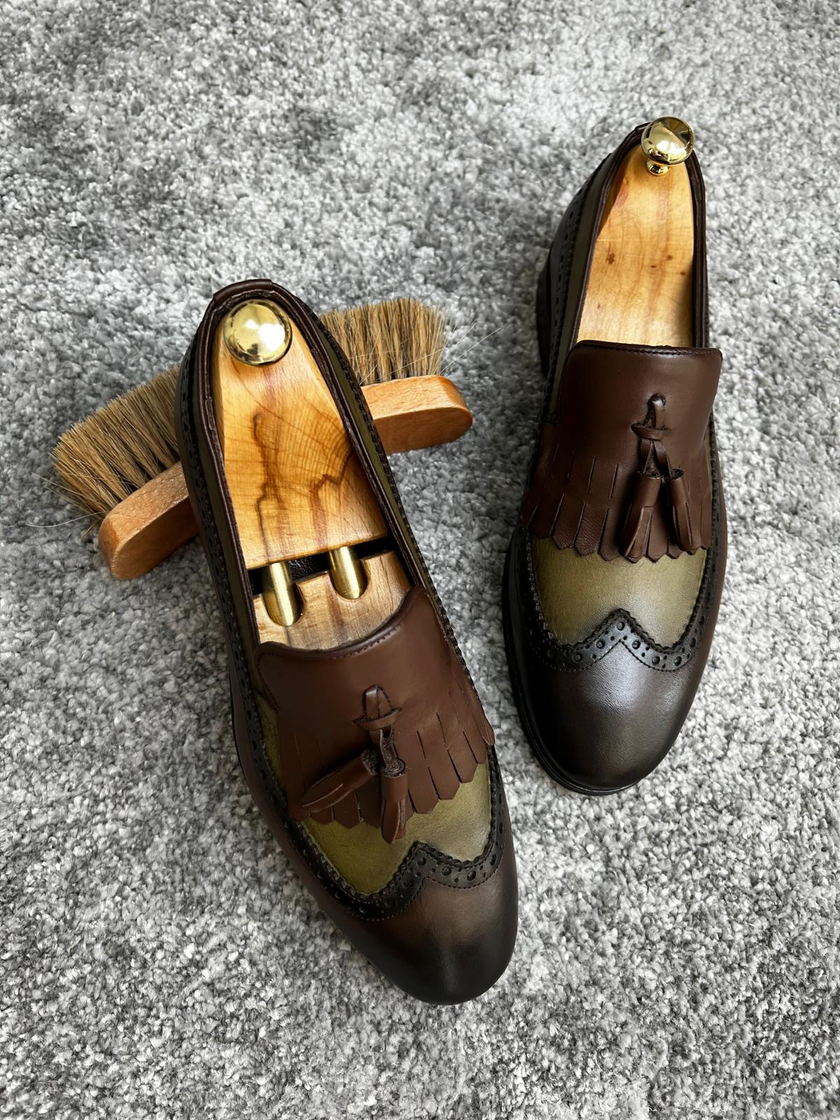 Madison Brown & Khaki Neolite Sole Tasseled Loafer