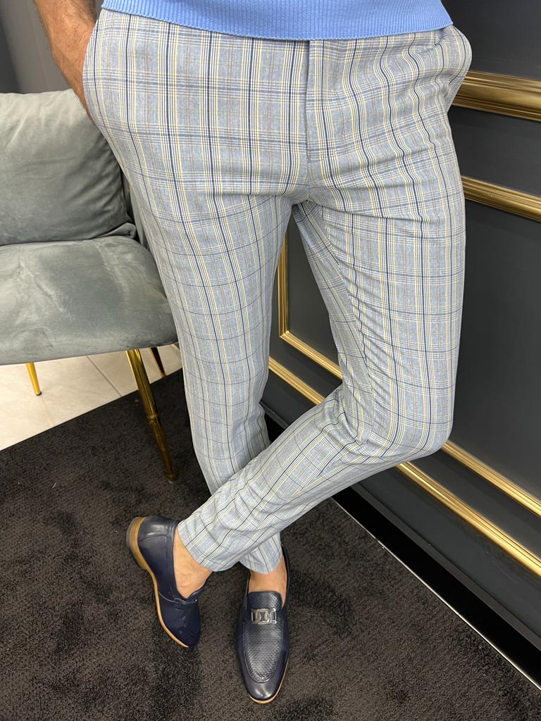 Bojoni Uluwatu Slim Fit Blue Striped Trouser