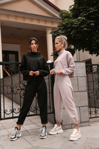 Shortened Sweatshirt Suede Suit-baagr.myshopify.com-dress.-BOJONI