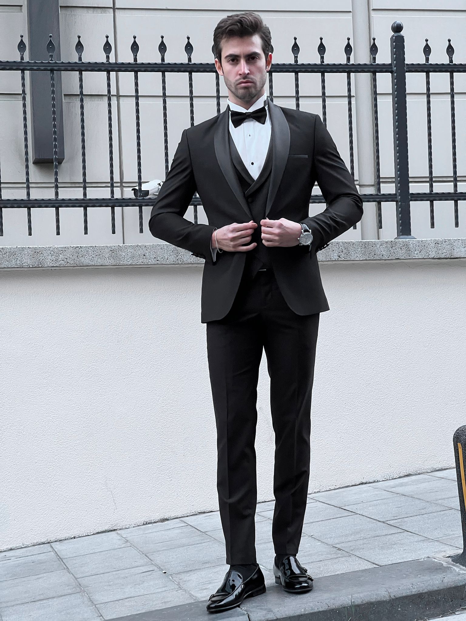 Louis Slim Fit High Quality Shawl Collared Black Party Tuxedo