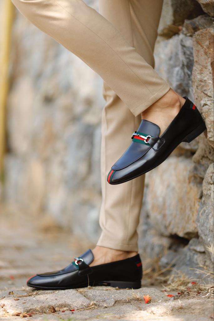 Bojoni Uluwatu  Custom Striped Black Loafer