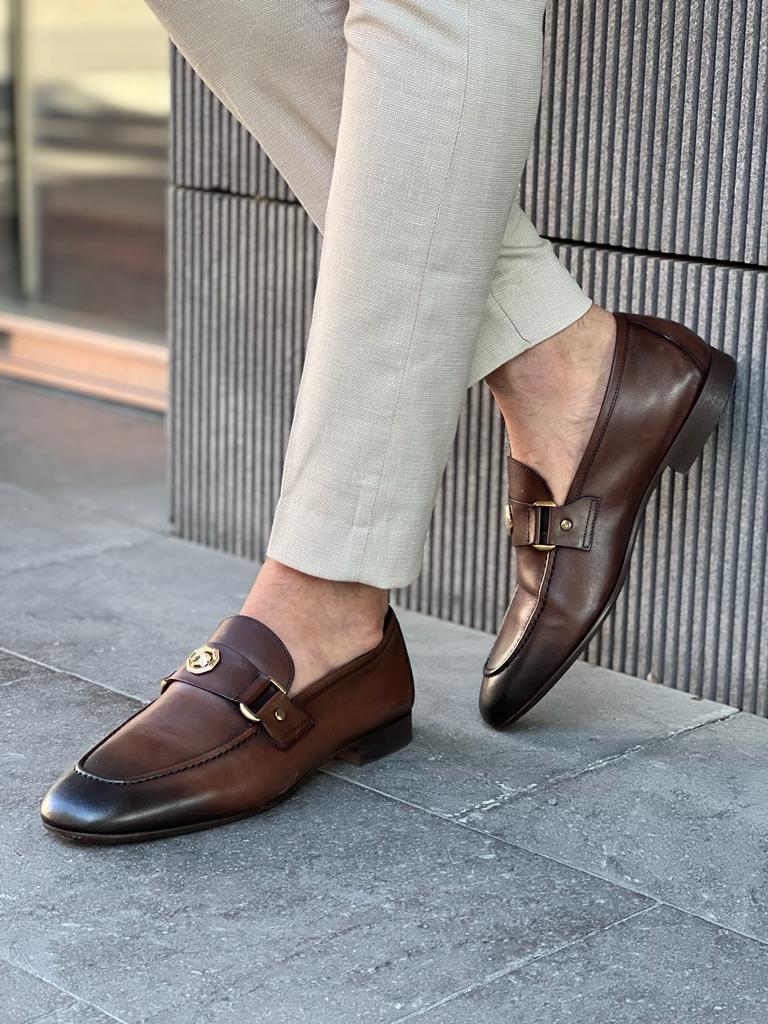 Giovanni Mannelli Buckle Detailed Brown Leather Loafer