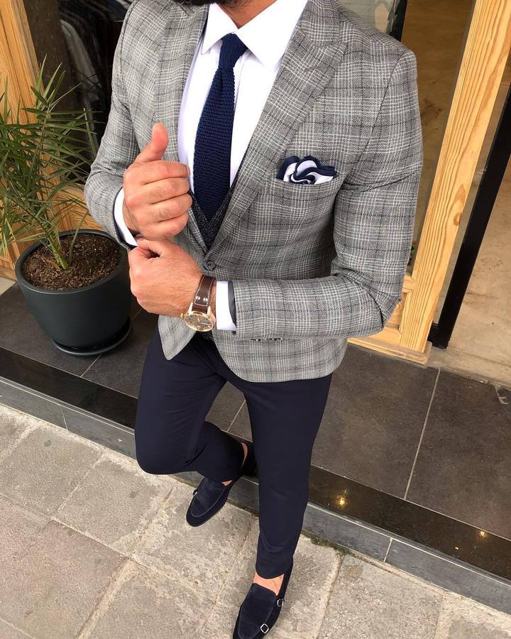 Daniel Gray Plaid Slim Fit Suit-baagr.myshopify.com-3-BOJONI
