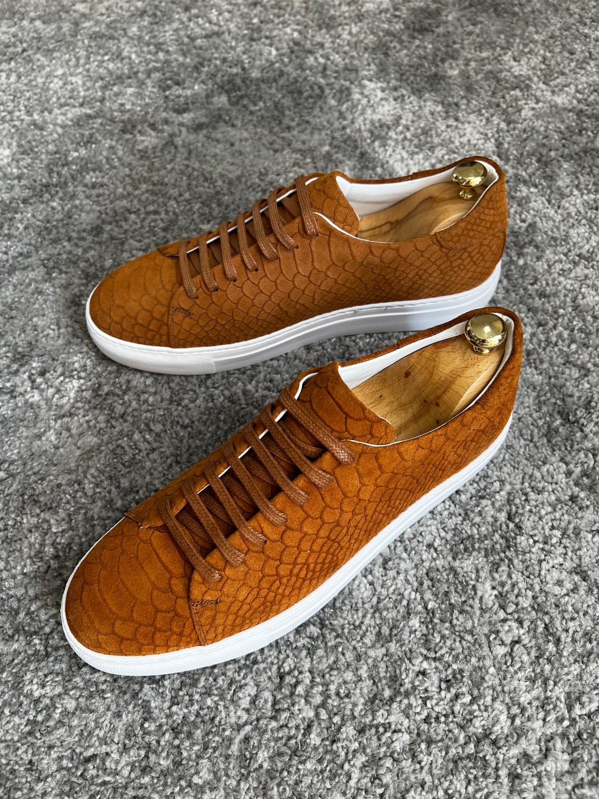 Bojoni Amato Special Edition Rubber Sole Suede Leather Tan Sneakers