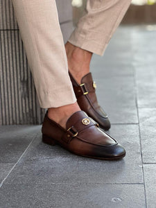 Giovanni Mannelli Buckle Detailed Brown Leather Loafer