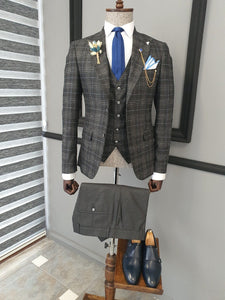 Giotto Black Slim Fit Notch Lapel Plaid Suit-baagr.myshopify.com-suit-BOJONI