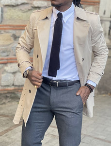 Bojo Beige Slim Fit Trench Coat-baagr.myshopify.com-Jacket-BOJONI