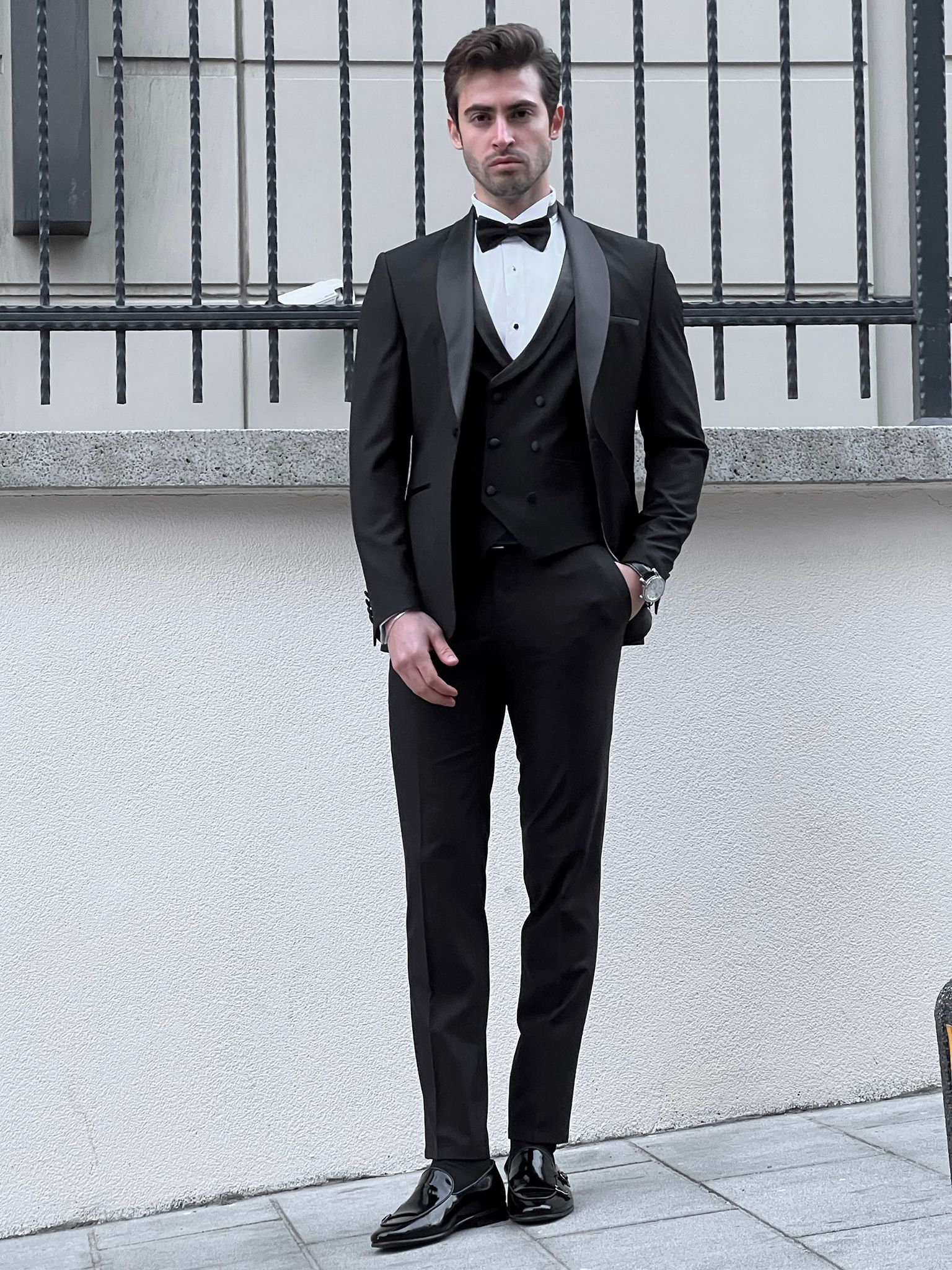 Louis Slim Fit High Quality Shawl Collared Black Party Tuxedo