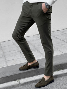 Louis Slim Fit Self Patterned Khaki Cotton Pants