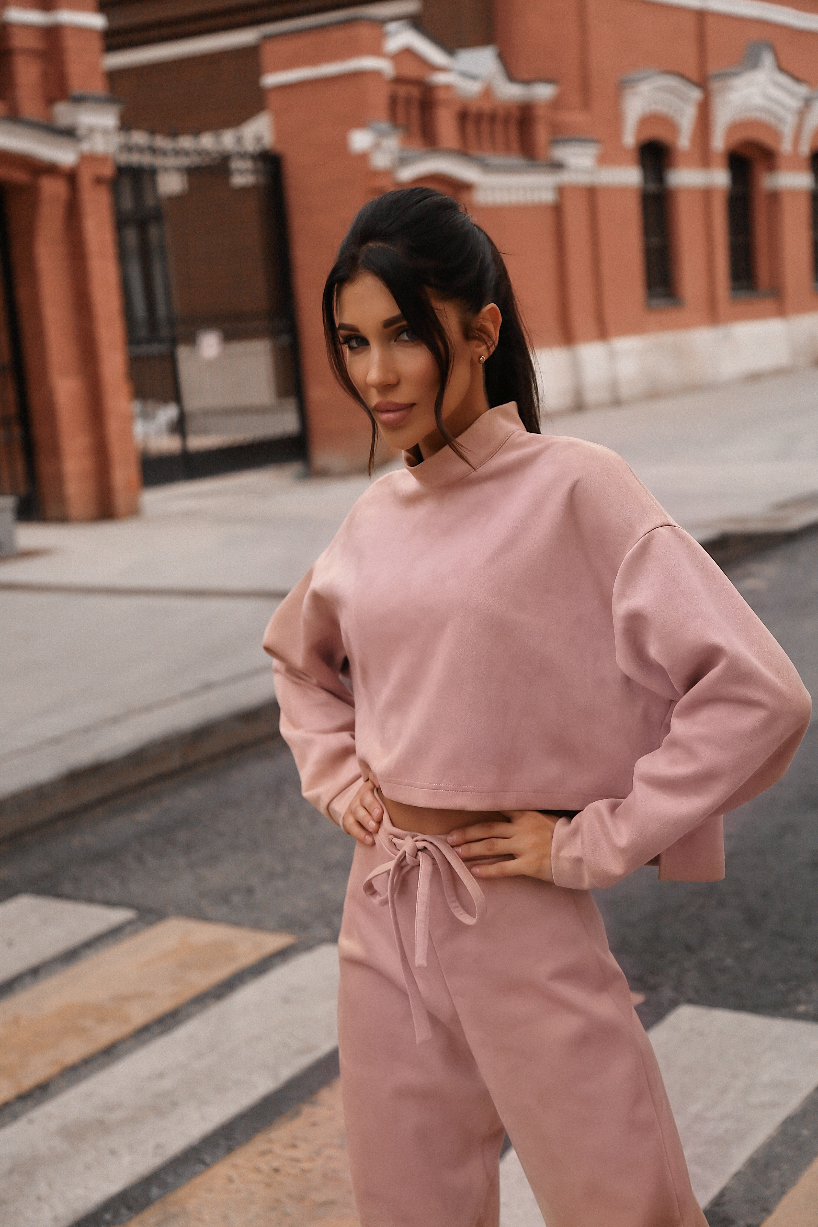 Shortened Sweatshirt Suede Suit-baagr.myshopify.com-dress.-BOJONI
