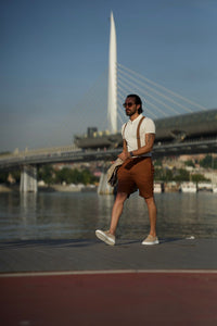 Bojoni Uluwatu Slim Fit Polo Collared Zipper White Tees