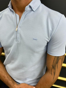 Bojoni Uluwatu Slim Fit Zippered Blue Polo Tees