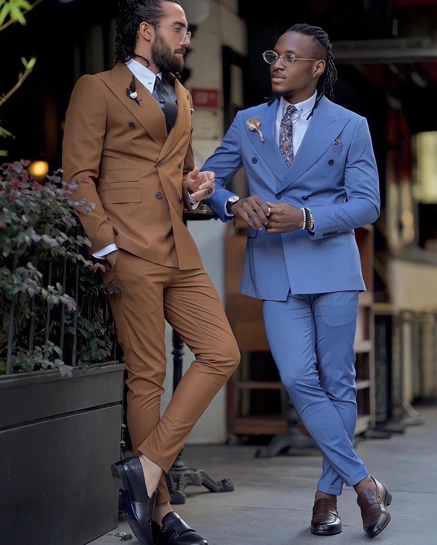 Bojoni Astoria Slim Fit Camel Double Breasted Suit