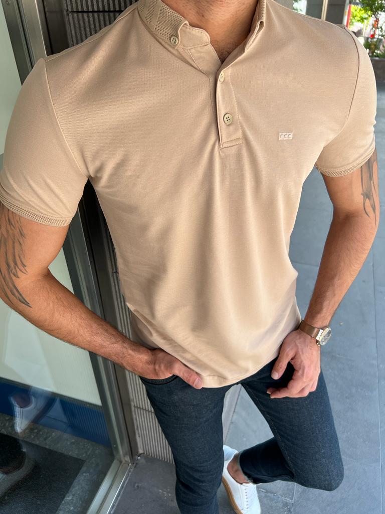 Giovanni Mannelli Slim Fit Beige Polo Tees