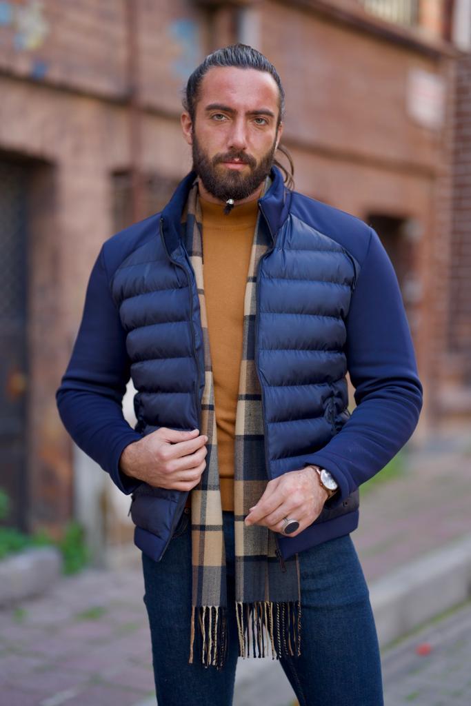 Rick Slim Fit Dark Blue Stuffed Jacket