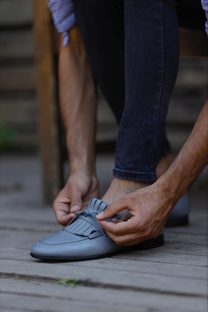 Bojoni Uluwatu Double Buckled Grey Detail Loafer