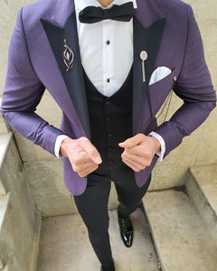 Bojoni Purple Slim Fit Patterned Tuxedo-baagr.myshopify.com-suit-BOJONI